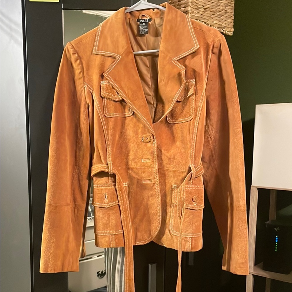 Leather Tan Blazer Jacket